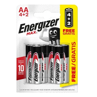 Energizer Alkalická baterie Max AA/LR6, 4+2 zdarma