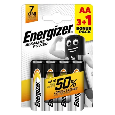 Energizer Baterie Alkaline Power AA 3 + 1 zdarma