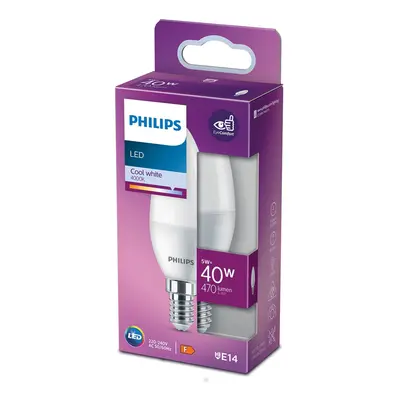 Philips Classic LED žárovka E14, 5 W, 470 lm, 4000 K, tvar svíčky