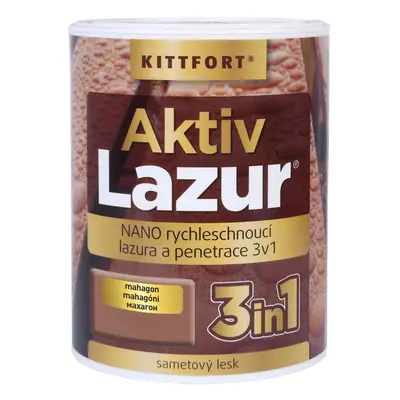 Kittfort Nano lazura na dřevo Aktivlazur mahagon, 750 ml