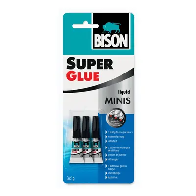 BISON Sekundové lepidlo SUPER GLUE MINIS, 3 x 1g