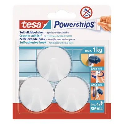 tesa Samolepicí háčky Powerstrips S malé kruhové, bílá, 3 ks