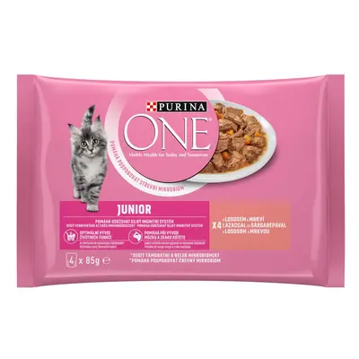 Purina One Kapsičky Junior multipack losos ve šťávě 4 x 85 g