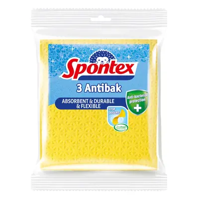 Spontex Houbová utěrka Antibak, žlutá, 3 ks, 18,5 x 20,5 cm