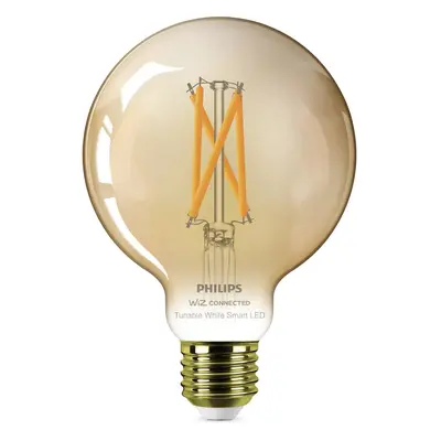 Philips Chytrá LED žárovka Filament E27 G95, 7 W, 640 lm, 2000-5000 K, jantarová