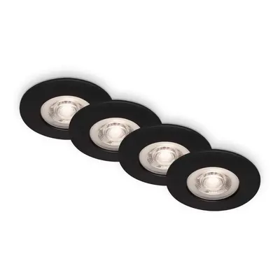 Brilo Vestavné LED svítidlo Kulana, stmív., 4,9 W, matné černé, 4 ks, 9 x 2,5 cm