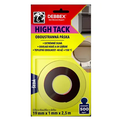 Den Braven Oboustranná páska HIGH TACK šedá 19 mm x 2,5 m