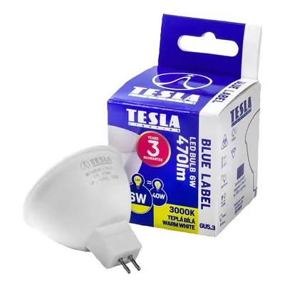 Tesla Lighting LED žárovka GU5,3 MR16, 6 W, 470 lm, 3000 K