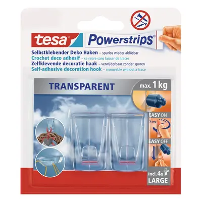 tesa Dekorační lepicí háčky Powerstrips Transparent velké, 2 ks