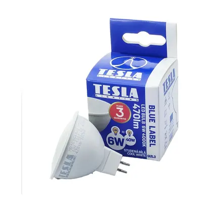 Tesla LED žárovka MR16, GU5.3, 6 W, 470 lm, 4 000 K