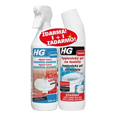 HG Pěnový čistič vodního kamene 500 ml + Hygienický gel na toalety 650 ml