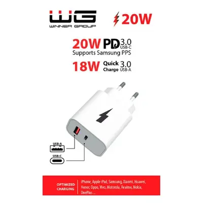 WG Síťová nabíječka USB-A, type-C, až 20 W