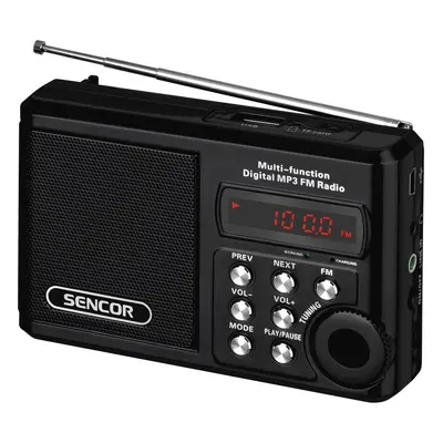 Sencor Kapesní rádio SRD 215 B s USB/MP3, černá