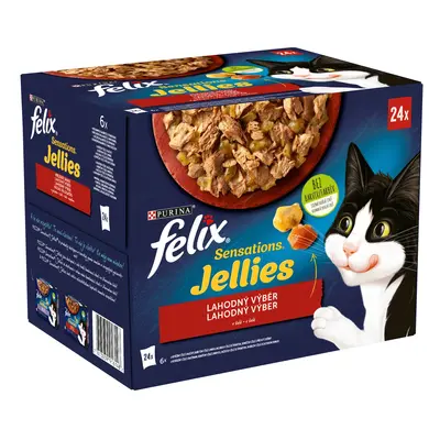 Purina Kapsičky pro kočky Felix Sensations Jellies hovězí, kuřecí, kachna, jehně