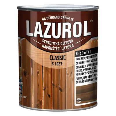 LAZUROL Lazura na dřevo CLASSIC S1023, 0023 teak 750 ml