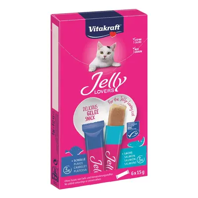 Vitakraft Pochoutka pro kočky Jelly Lovers losos a platýz, 6 x 15 g