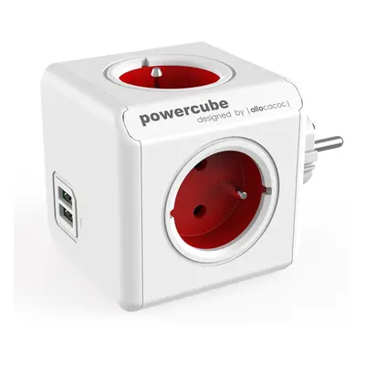 allocacoc Rozbočovací kostka PowerCube Original USB, 4 zás. + 2xUSB-A, červená