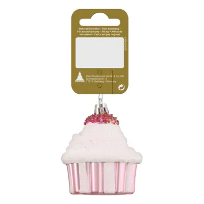 GEROMA Plastová vánoční ozdoba cupcake bílo-růžový 7 cm, 1 ks