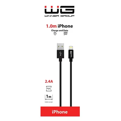 WG Datový kabel USB-A_Lightning, 2,4 A, černý, 100 cm