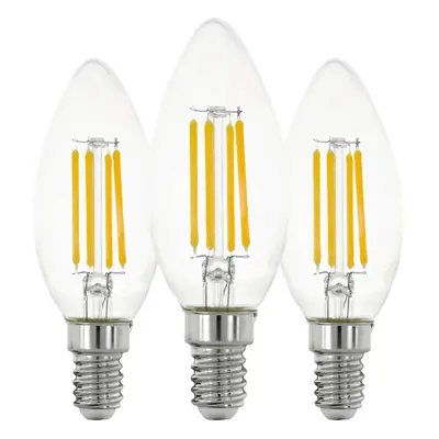 Eglo LED žárovka E14-C35, 7 W, 806 lm, 2700 K, teplá bílá, 3 ks