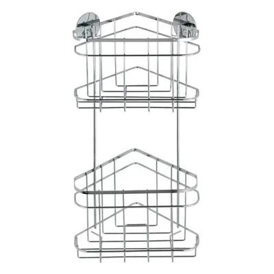 Wenko Turbo-Loc rohový regál 2patrový z lesklé nerez oceli