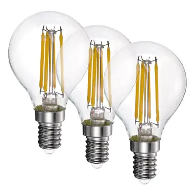 Euro-Lux LED žárovka Filament, E14, G45, 4 W, 470 lm, 3000 K, 3 ks