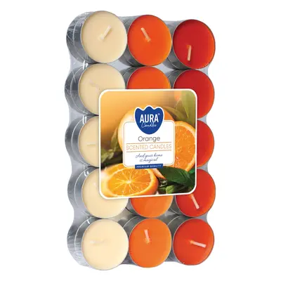 AURA Candles Vonná čajová svíčka Orange pr. 3,9 cm, 30 ks