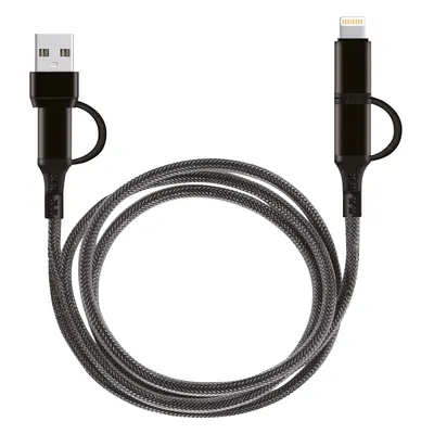 Nabíjecí a datový kabel 4v1, USB-A/USB-C/Lightning, černá