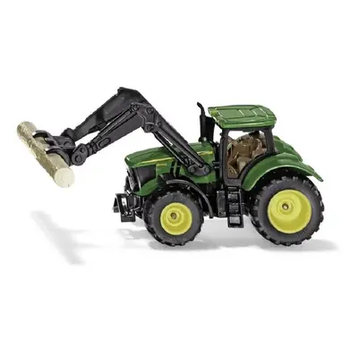 Siku Kovový model Traktor John Deere 6215R s uchopovačem klád