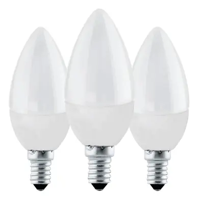 Eglo LED žárovka E14-C37, 4,9 W, 470 lm, 3000 K, teplá bílá, 3 ks