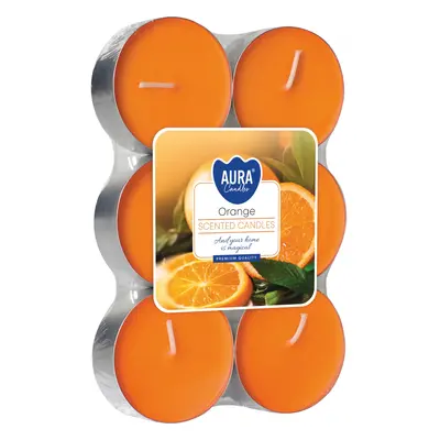 AURA Candles Maxi vonná čajová svíčka Orange pr. 5,7 cm, 6 ks