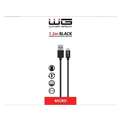 WG Datový kabel USB-A_micro-USB, 2,1 A, černý, 100 cm