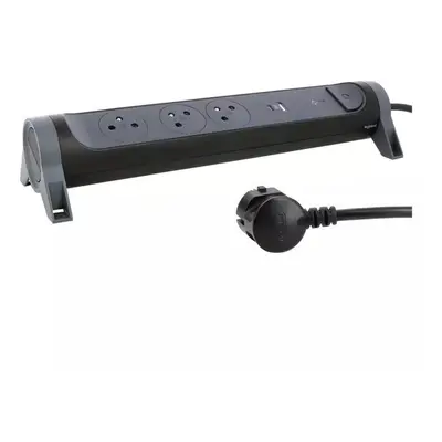 Legrand Prodlužovací zásuvka s přepěť. och., 3 zásuvky, USB A + C, černá, 1,5 m