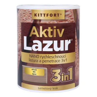 Kittfort Nano lazura na dřevo Aktivlazur ořech, 750 ml