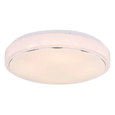 Globo LED stropní svítidlo KALLE, 24 W, bílé/chrom, pr. 37,5 x 7,5 cm