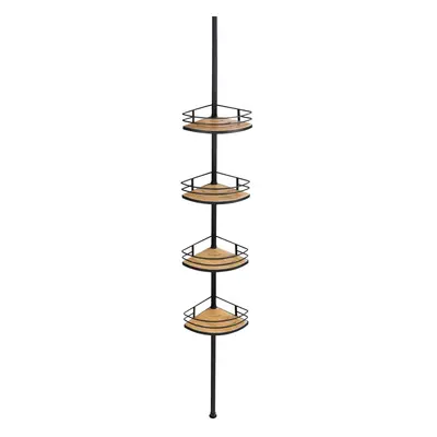 Wenko Teleskopický koupelnový regál Dolcedo, bambus/černá, 64-275 cm