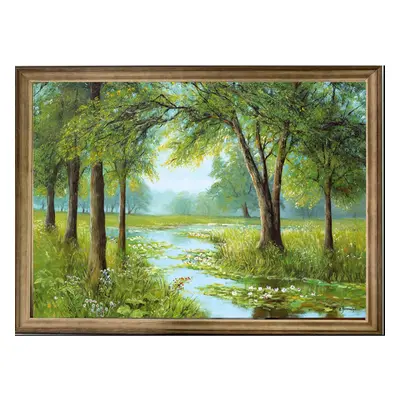 Bondecor Zarámovaný obraz Řeka 64 x 100 cm