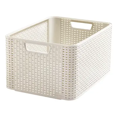 Box úložný Rattan Style2 M, krémový, 38,6 x 17,2 x 28,7 cm