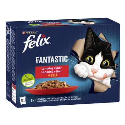 Purina Kapsičky pro kočky Felix Fantastic hovězí, králík, jehněčí, kuřecí 12 x 8