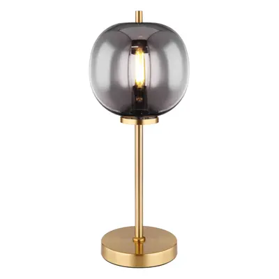 GLOBO Stojací lampa BLACKY I mosazná/kouřová E14 40 W pr. 185 x 450 mm