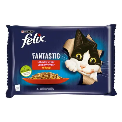 Purina Kapsičky pro kočky Felix Fantastic s králíkem a jehněčím v želé 4 x 85 g