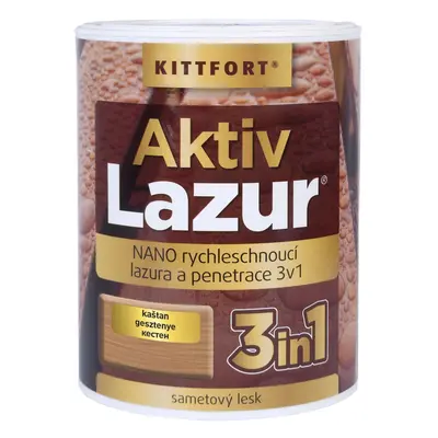 Kittfort Nano lazura na dřevo Aktivlazur kaštan, 750 ml