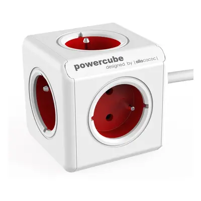 allocacoc Rozbočovací kostka PowerCube Extended, 5 zás. + kabel 1,5 m, červená