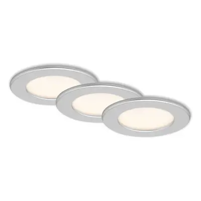 Brilo Vestavné LED svítidlo Thin 3 ks, matný chrom, pr. 115 mm