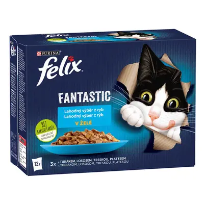 Purina Kapsičky pro kočky Felix Fantastic tuňák, losos, treska, platýs 12 x 85 g