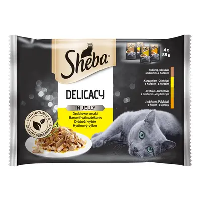 Sheba Kapsičky pro kočky Delicacy s kuřecím, kachním, krůtím a drůbežím 4 x 85 g