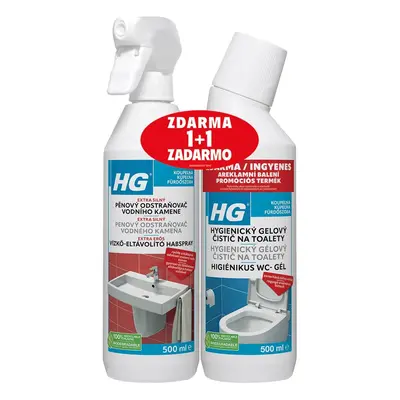 HG Pěnový čistič vodního kamene 500 ml + Hygienický gel na toalety 650 ml