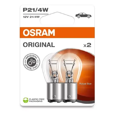 OSRAM Pomocná autožárovka Original s kovovou paticí P21/4W, 12V, 2 ks (BLI ECO)