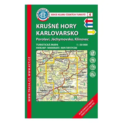 Trasa - KČT Laminovaná turistická mapa - Krušné hory - Karlovarsko 9. vydání, 2020