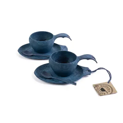 Kupilka Slow Down set - 2x KUKSA - 210 ml + 2x talíř + 2x čajová lžička - Blueberry (BLUE)